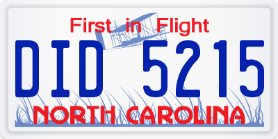 NC license plate DID5215
