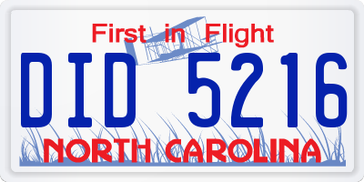 NC license plate DID5216