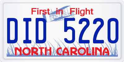 NC license plate DID5220