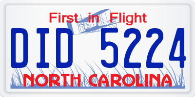NC license plate DID5224