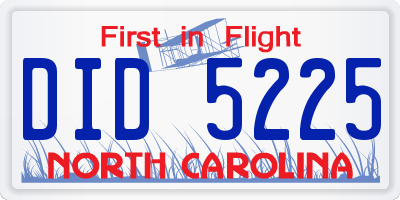 NC license plate DID5225