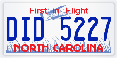 NC license plate DID5227