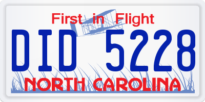 NC license plate DID5228