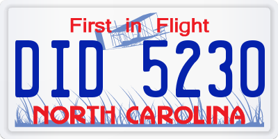 NC license plate DID5230