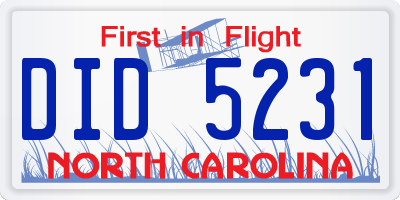 NC license plate DID5231