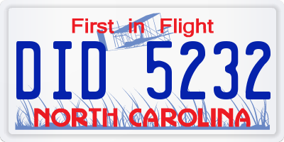 NC license plate DID5232
