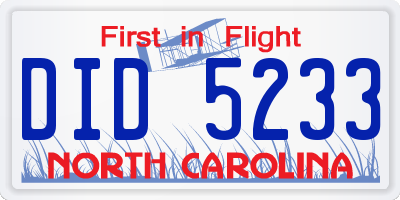 NC license plate DID5233