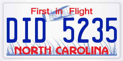 NC license plate DID5235