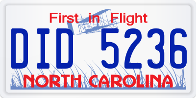 NC license plate DID5236