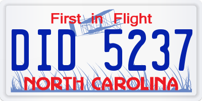 NC license plate DID5237