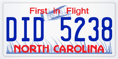 NC license plate DID5238