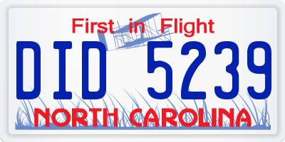 NC license plate DID5239