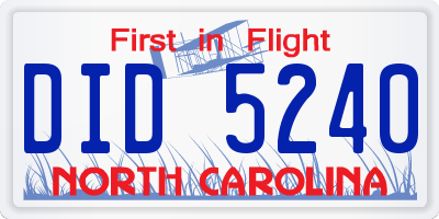 NC license plate DID5240