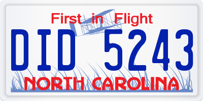 NC license plate DID5243