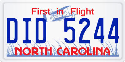 NC license plate DID5244