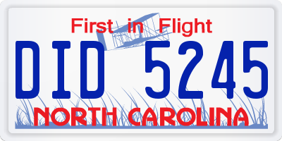 NC license plate DID5245
