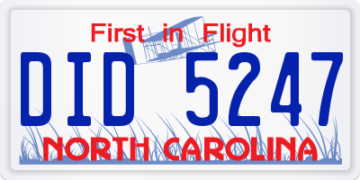 NC license plate DID5247
