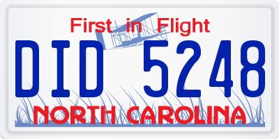 NC license plate DID5248