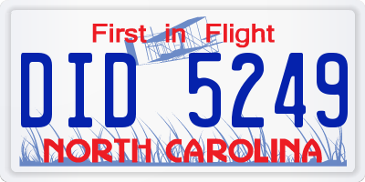 NC license plate DID5249