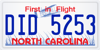NC license plate DID5253
