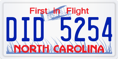 NC license plate DID5254