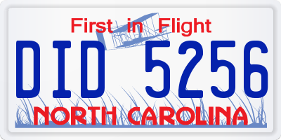 NC license plate DID5256