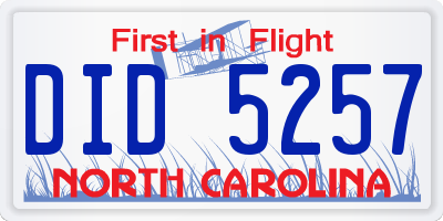 NC license plate DID5257