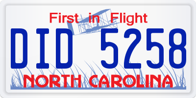 NC license plate DID5258