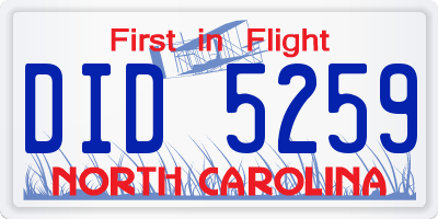 NC license plate DID5259