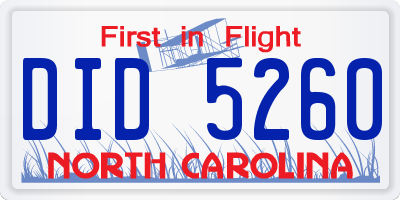 NC license plate DID5260