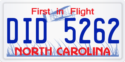 NC license plate DID5262