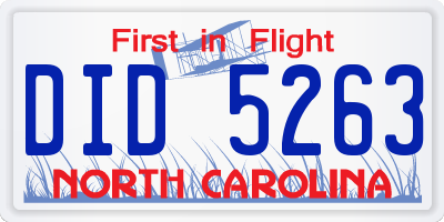 NC license plate DID5263