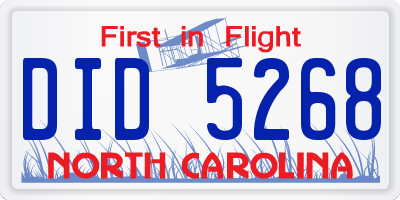 NC license plate DID5268