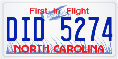 NC license plate DID5274