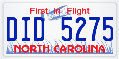 NC license plate DID5275