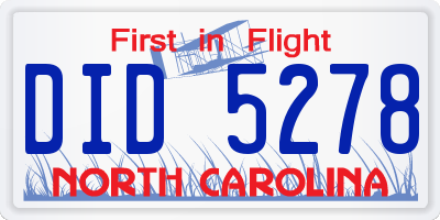 NC license plate DID5278