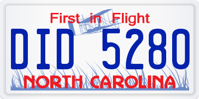 NC license plate DID5280