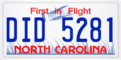 NC license plate DID5281