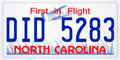 NC license plate DID5283