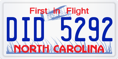 NC license plate DID5292