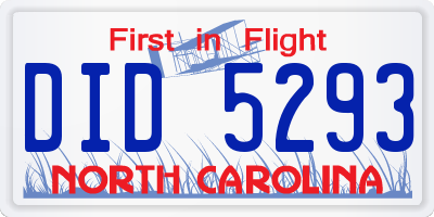 NC license plate DID5293