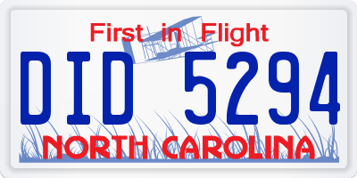 NC license plate DID5294