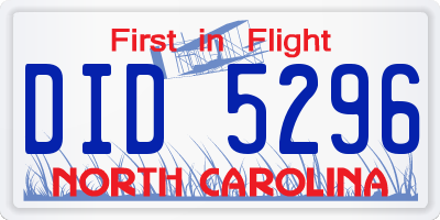 NC license plate DID5296