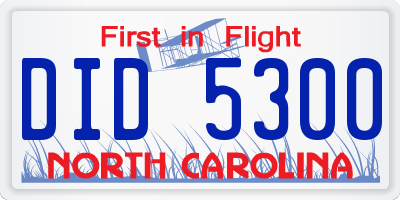 NC license plate DID5300