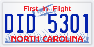 NC license plate DID5301