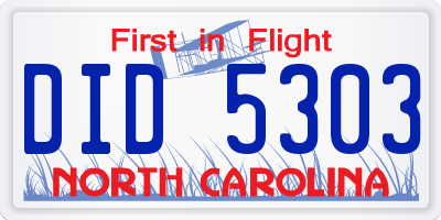 NC license plate DID5303