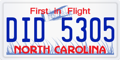 NC license plate DID5305