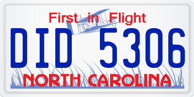 NC license plate DID5306