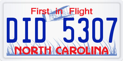 NC license plate DID5307