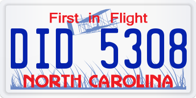 NC license plate DID5308